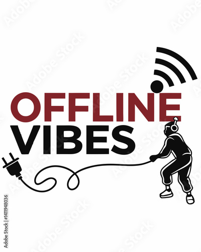 Typography offline vibes  T-shirt design