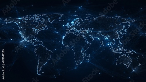 Wallpaper Mural Global Network Map, World Connections, Abstract.  Possible use Stock photo Torontodigital.ca