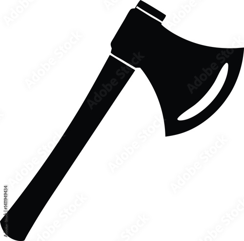 Wood axe silhouette vector illustration on white background. 