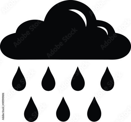 Fluffy cloud silhouette icon. Weather concept