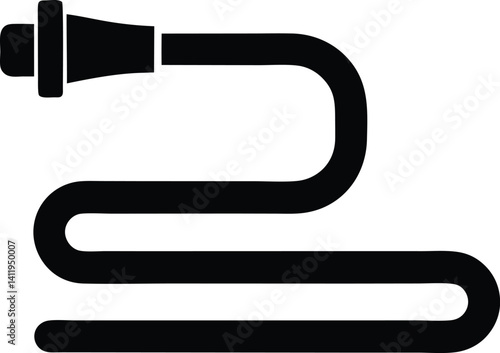 garden hose icon outline in black and on white background	
