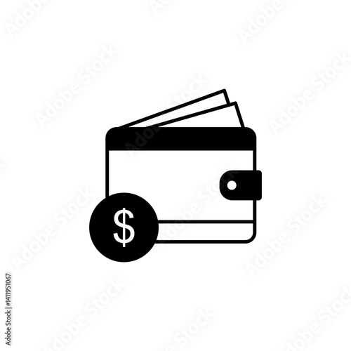 Free Download wallet icon, flat style pictogram icon, simple for mobile app ui or ux, sign logo symbol design vector illustration, isolated on white - GFXLoad