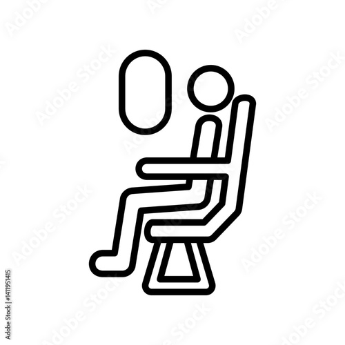 people flying in an airplane, passengers sitting in airplane seats, simple flat style, illustration, logo sign symbol pictogram template, for ui or ux isolated on white for mobile app, editable