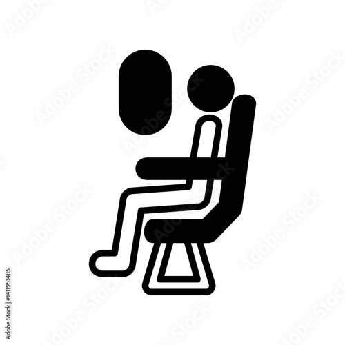 people flying in an airplane, passengers sitting in airplane seats, simple flat style, illustration, logo sign symbol pictogram template, for ui or ux isolated on white for mobile app, editable
