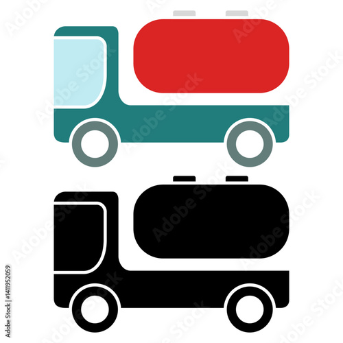tank truck icon, simple flat style, illustration, logo sign symbol pictogram template, for ui or ux isolated on white for mobile app, editable