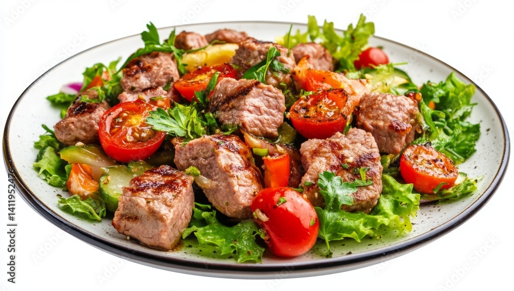 Grilled beef salad with vegetables Grilled beef salad with vegetables
