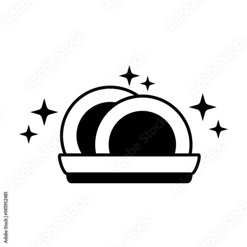 clean dishes icon, stack of shiny dishes, wash kitchen utensils, stack of cutlery, simple flat style, illustration, logo sign symbol pictogram template, for ui or ux isolated on white for mobile app, 