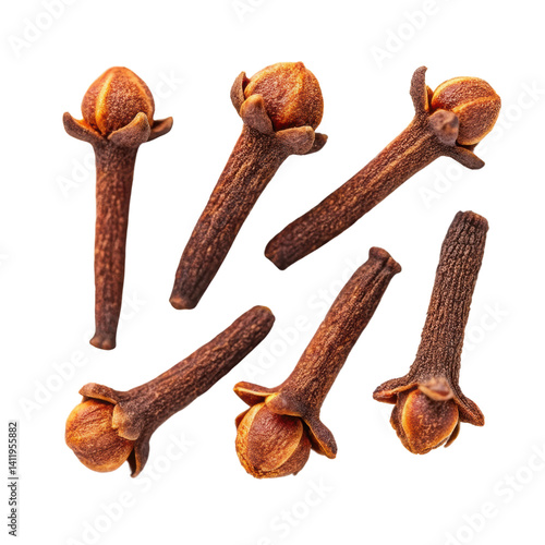 Dried cloves on transparency background, aromatic spice for cooking