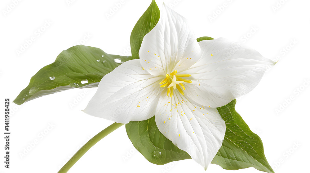 Obraz premium White Trillium Flower Isolated on White Background for Botanical Illustrations and Floral Designs