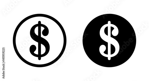 Dollar, USD currency icon on black circle. Money sign symbol