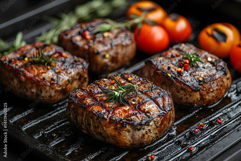 Grilled Beef Steaks with Rosemary and Tomatoes for a Perfect BBQ Experience Grilled Beef Steaks with Rosemary and Tomatoes for a Perfect BBQ Experience