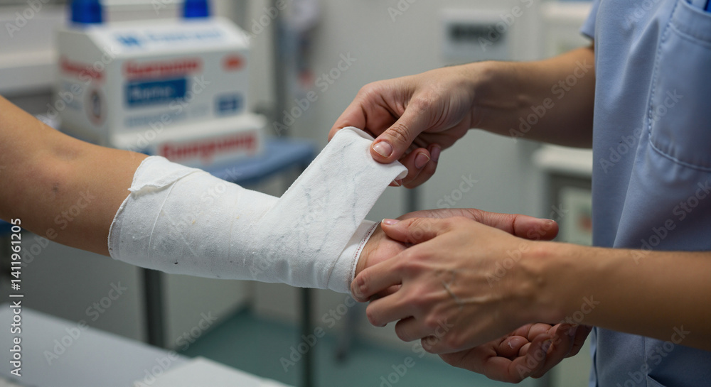 Professional Medical Bandage Application In Clinical Setting Professional Medical Bandage Application In Clinical Setting