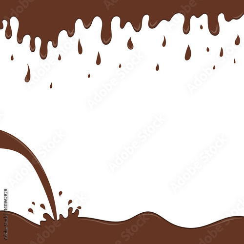 Fotografia png chocolate banner icing sweet element splat frame cocoa fluid form sauce seam