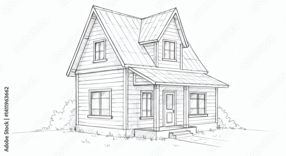 House sketch isolated on white background House sketch isolated on white background