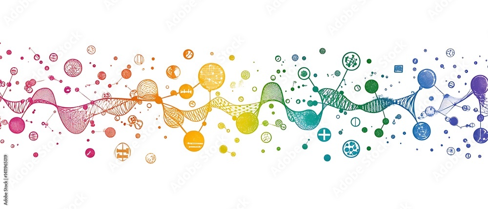 cancer genome analysis, visual representation of analyzing cancer genomes, clean design, no text, white cancer genome analysis, visual representation of analyzing cancer genomes, clean design, no text, white