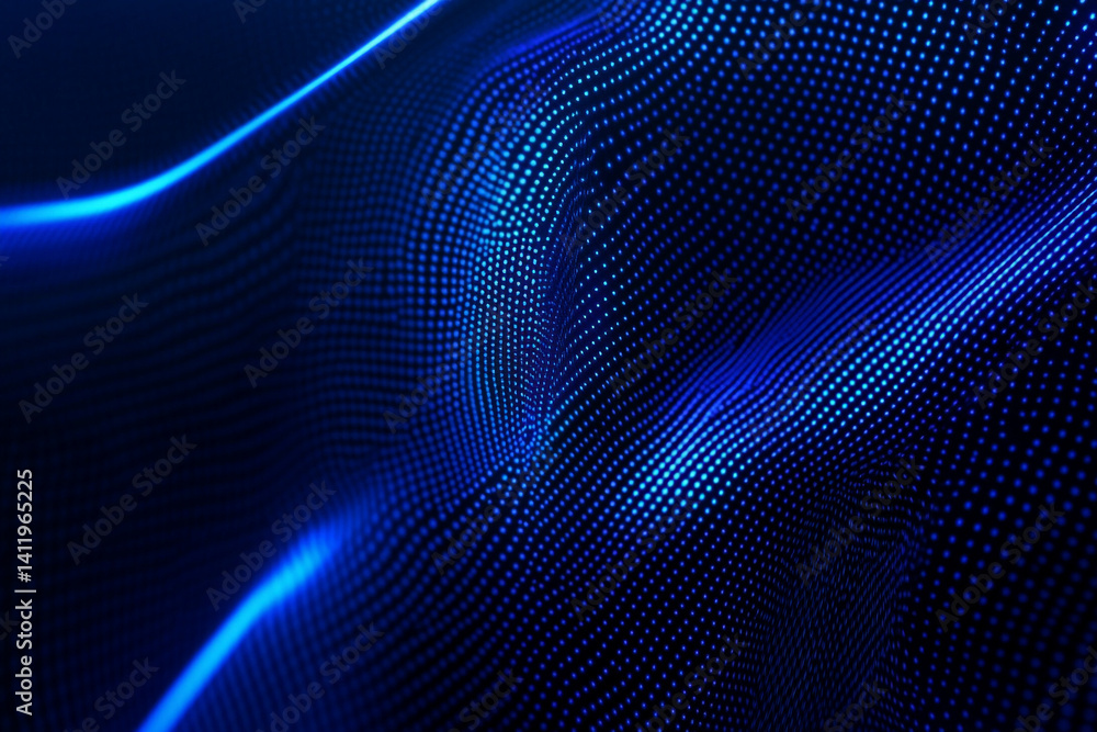 Abstract blue digital wave glowing dots pattern design Abstract blue digital wave glowing dots pattern design
