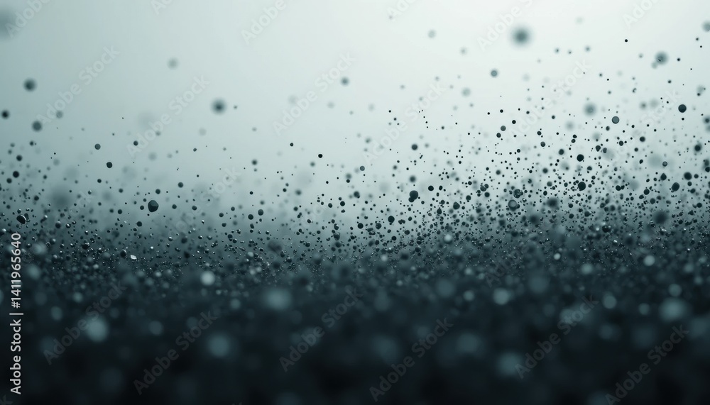 Fototapeta premium Abstract Teal Particle Field: Ascending Microcosm