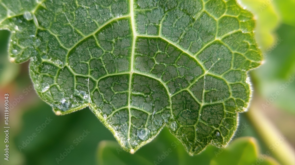 Macro Photography of a Dew-Covered Leaf Macro Photography of a Dew-Covered Leaf