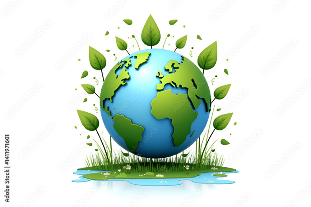 Earth day concept on white background, World environment day. Generative Ai Earth day concept on white background, World environment day. Generative Ai