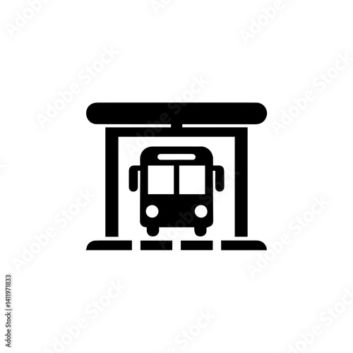 Bus stop interchange terminal station icon with transparent background