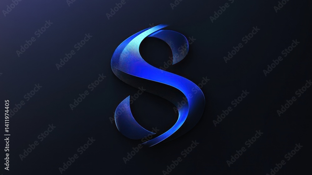 Blue metallic S letter, dark background, abstract design, corporate branding Blue metallic S letter, dark background, abstract design, corporate branding