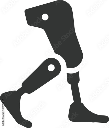 Leg Prosthesis Symbol, Artificial Limb Icon with Transparent Background