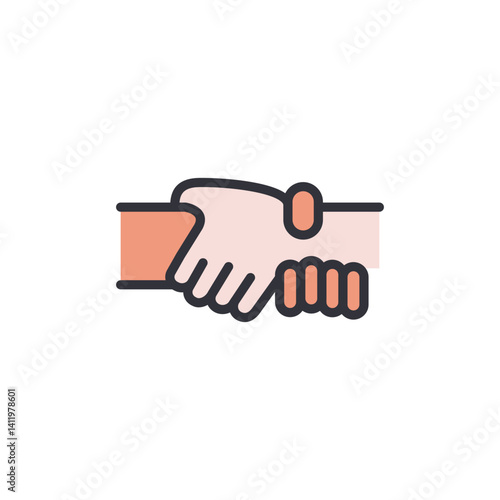 Friendship colored icons, minimalist vector illustration ,simple transparent graphic element .Isolated on white background