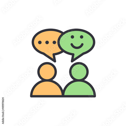Friendship chat colored icons, minimalist vector illustration ,simple transparent graphic element .Isolated on white background