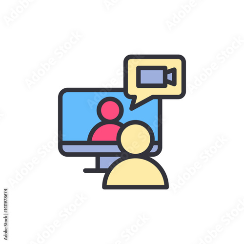 Friendship colored icons, minimalist vector illustration ,simple transparent graphic element .Isolated on white background
