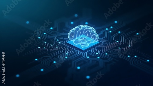 A dark background on human brain convert to artificial intelligence technology.