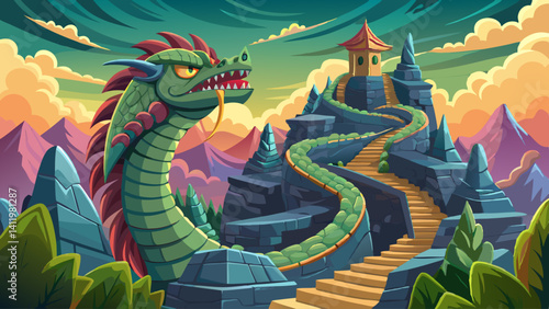 Stone serpent over mountain spines,
Winding through history and time,
Guarding empires from the sky,
Endless strength in silent line.