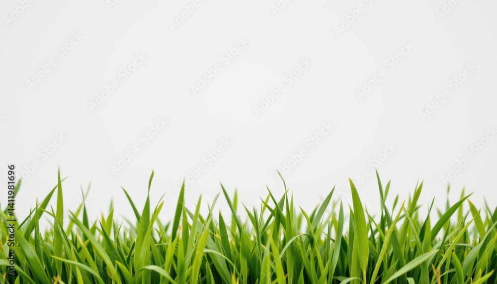 Fototapeta premium Fresh Green Grass Against White Background