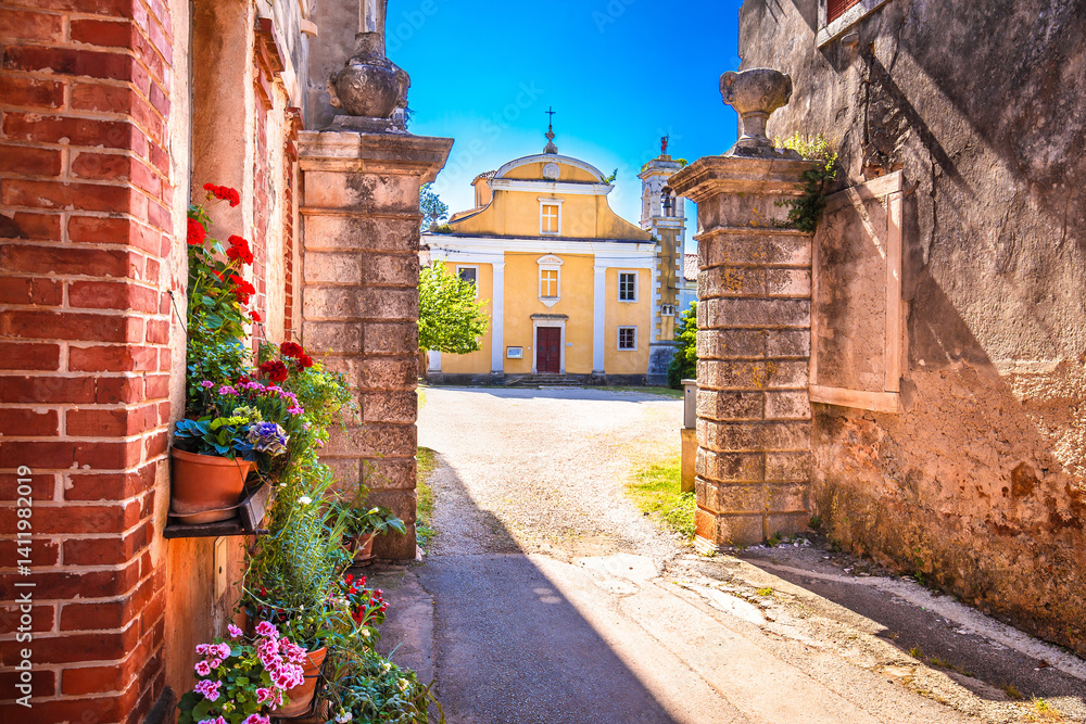 Dajla, Croatia. Dajla abandoned historic convent architecture view