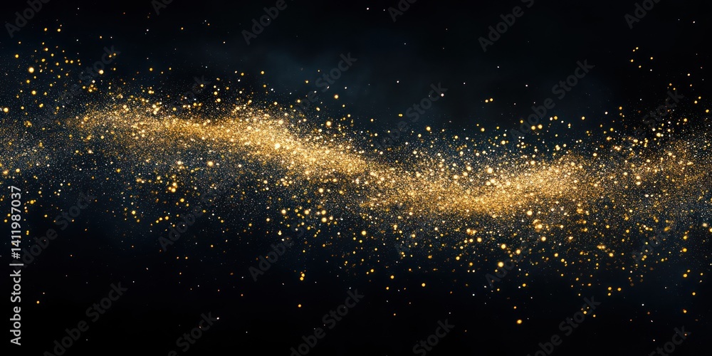 Fototapeta premium Golden galaxy panorama