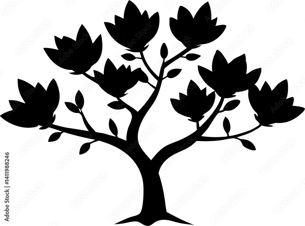 Tree black silhouette vector, perfect for nature-inspired designs and environmental illustrations. Tree black silhouette vector, perfect for nature-inspired designs and environmental illustrations.