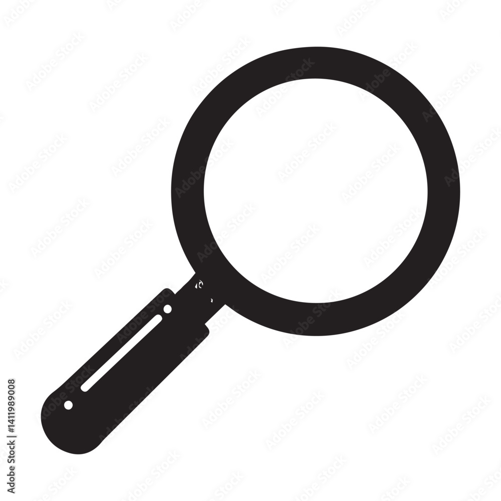 A black and white illustration of a magnifying glass. A black and white illustration of a magnifying glass.