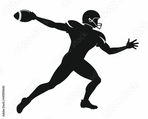 Football quarterback throwing silhouette