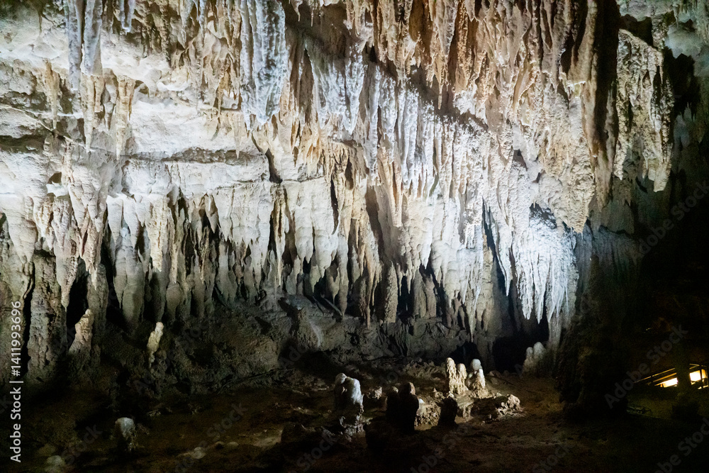 Underground limestone cave in Japanese Okinawa world park