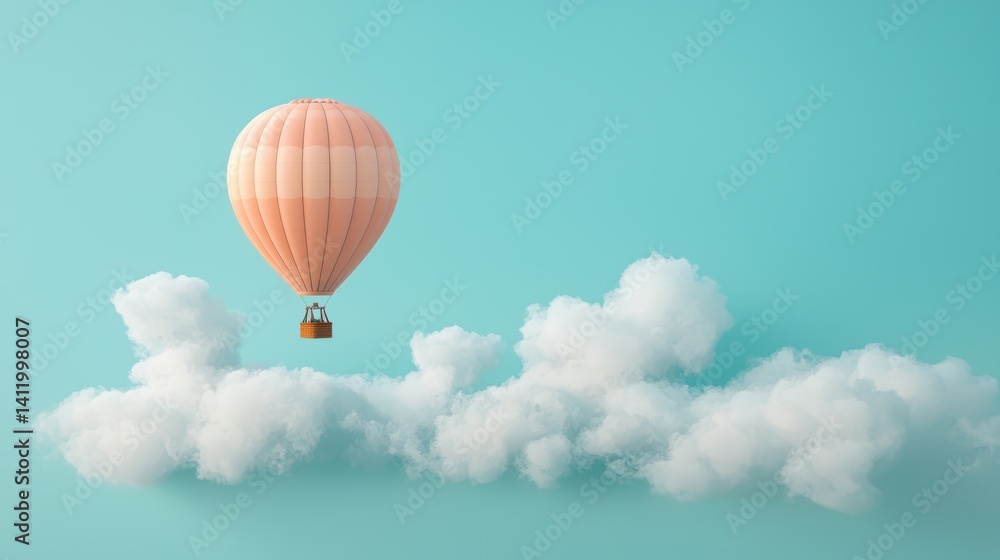 Fototapeta premium Pastel hot air balloon on clouds