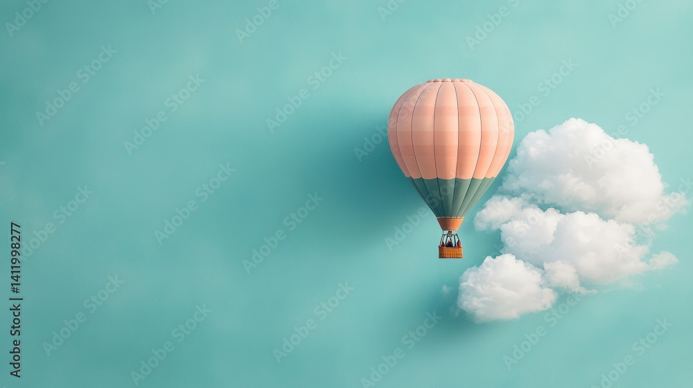 Obraz premium Pastel hot air balloon on clouds (1)