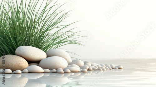 Peaceful stones and grass
