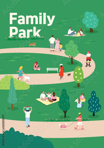 On weekends, people enjoying walks and picnics in the park with their families