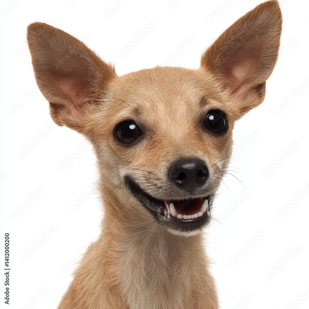 Obraz premium Cute chihuahua puppy smiling portrait on white background
