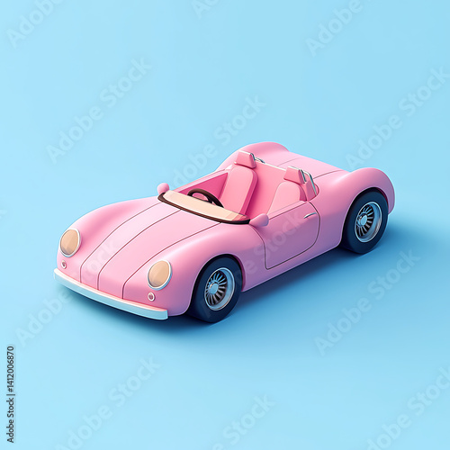 Pink Classic Roadster: A Delightful 3D Cartoon Rendering
