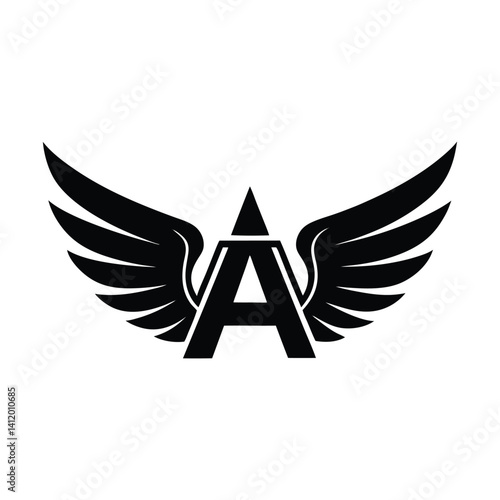 Letter A combined with wings aviation logo on white background