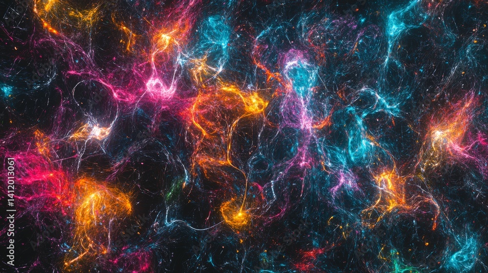 Colorful cosmic nebula with vibrant interstellar cloud pulses in space Colorful cosmic nebula with vibrant interstellar cloud pulses in space