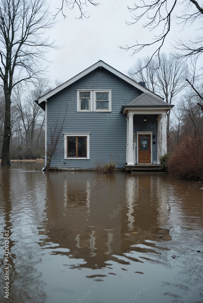 Submerged Blue House Submerged Blue House