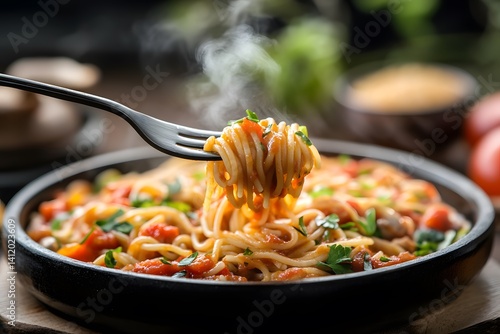 Delicious Steaming Spaghetti with Tomato Sauce