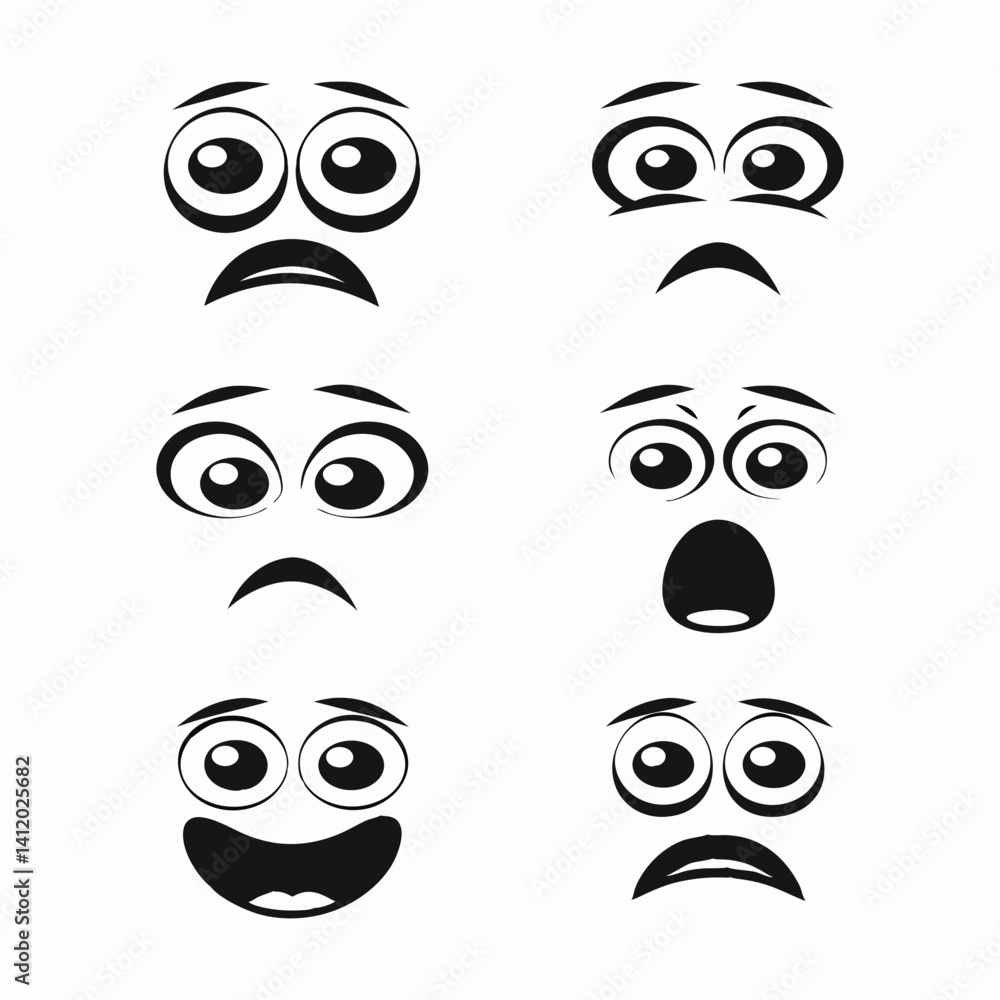 set of funny cartoon faces reaction vector illustration set of funny cartoon faces reaction vector illustration
