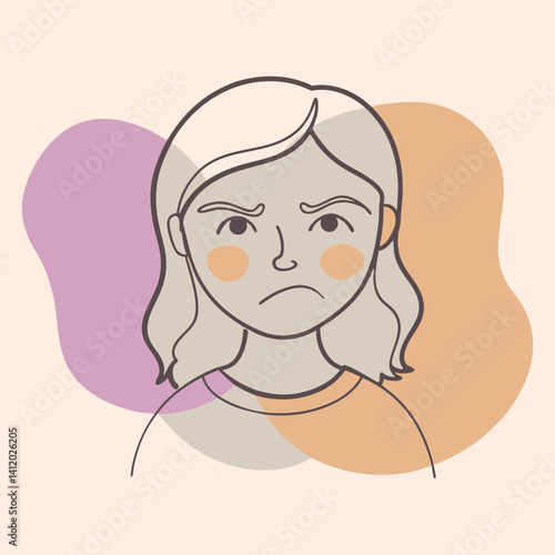 a girl with a furrowed brows